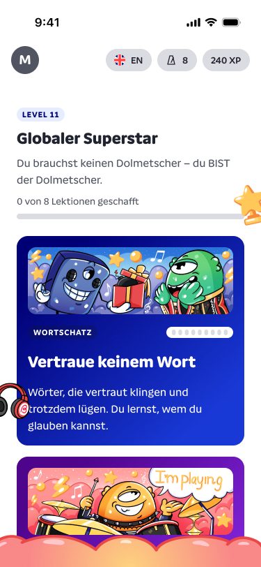 Karriereseite im Level Globaler Superstar