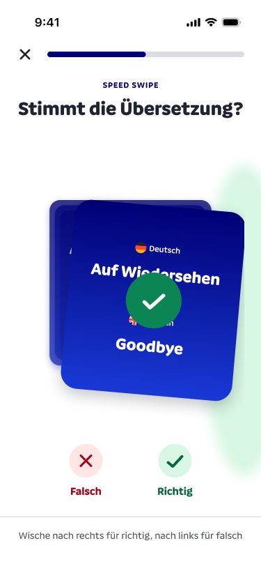 Übung Speed Swipe: Stimmt die Übersetzung?