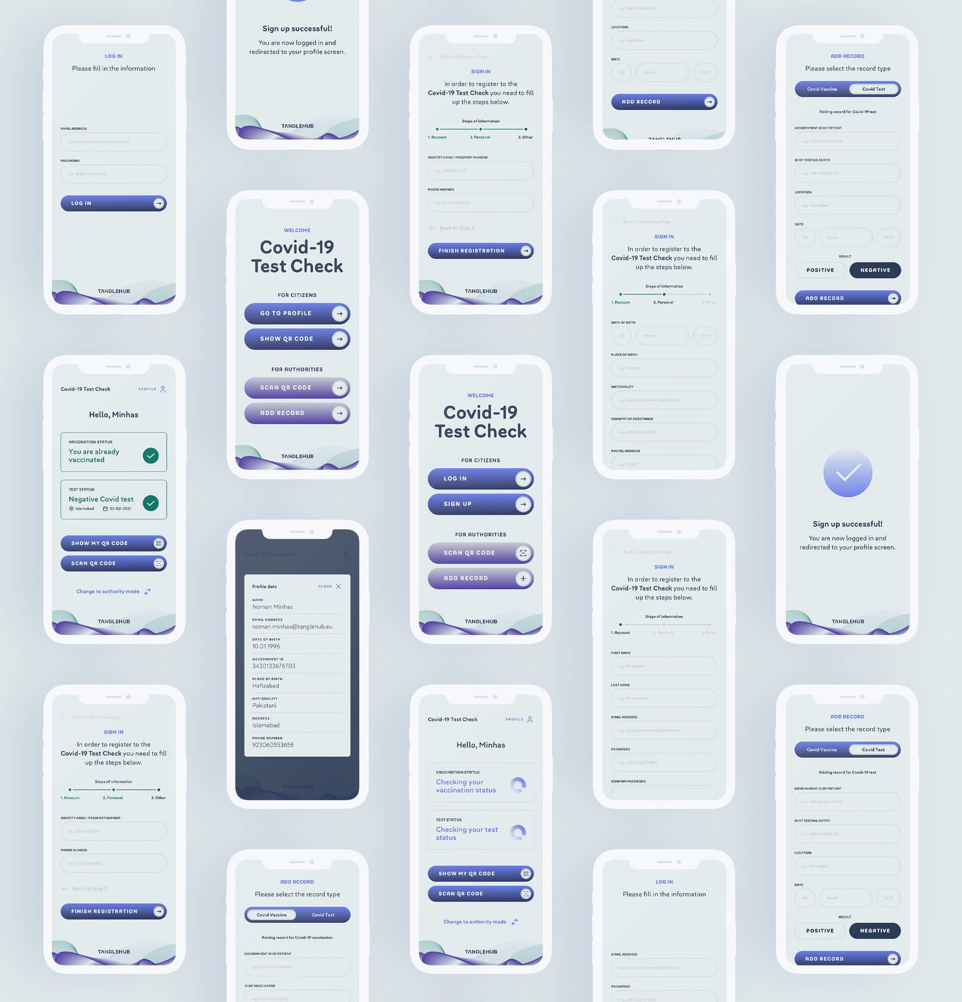 Übersicht aller App-Screens für Bürger und Behörden