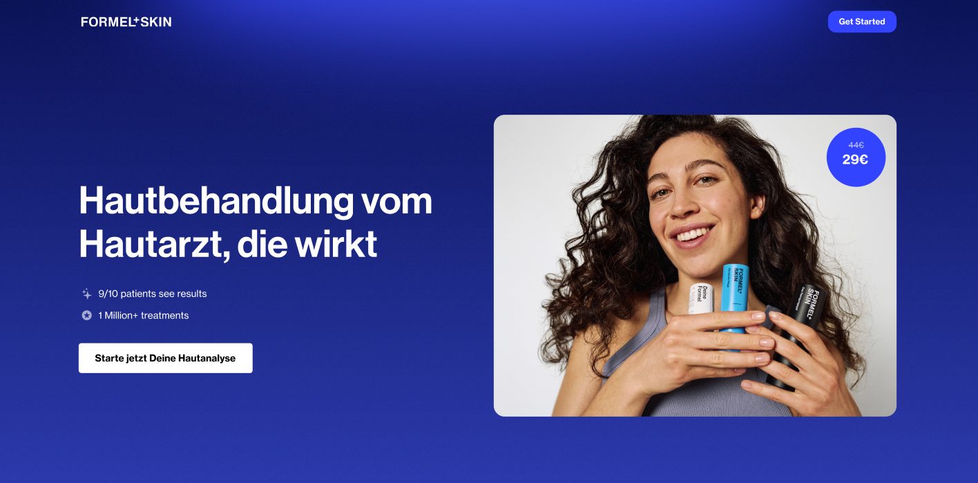 Header-Variante mit Porträt und Produkten