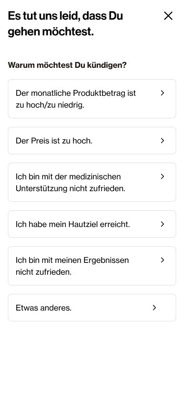 Kündigung: Abfrage des Kündigungsgrunds