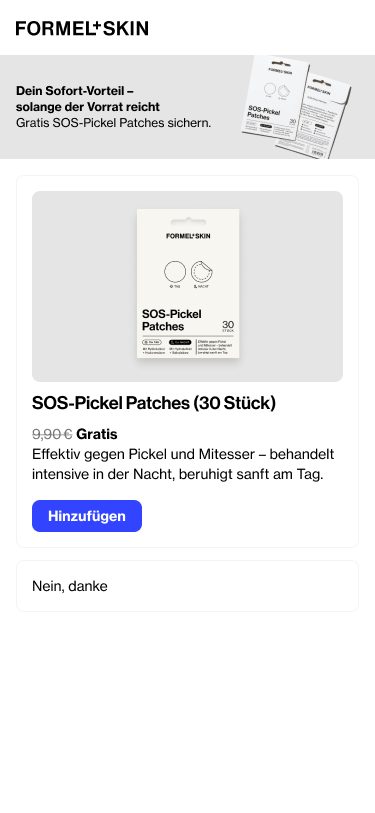 Produktauswahl mit gratis Pickel-Patches als Zusatzangebot
