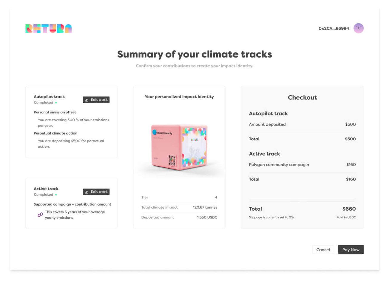 Zusammenfassung der Climate Tracks mit Checkout