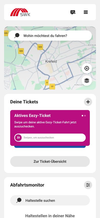 Konzept Mobilität auf dem Smartphone mit aktivem eezy-Ticket