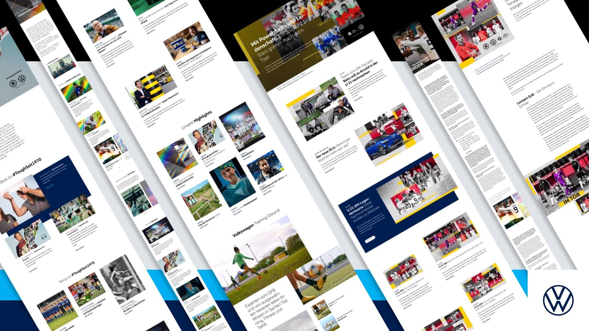Collage aus Artikelseiten des Content Hubs