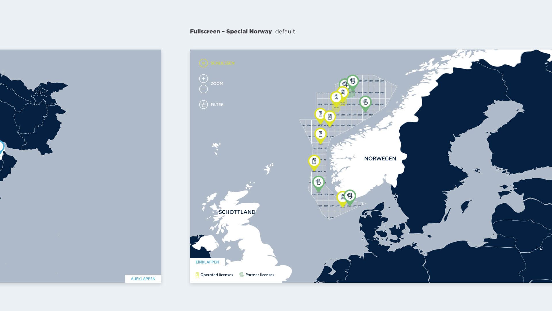 Spezialansicht Norwegen mit Lizenzgebieten