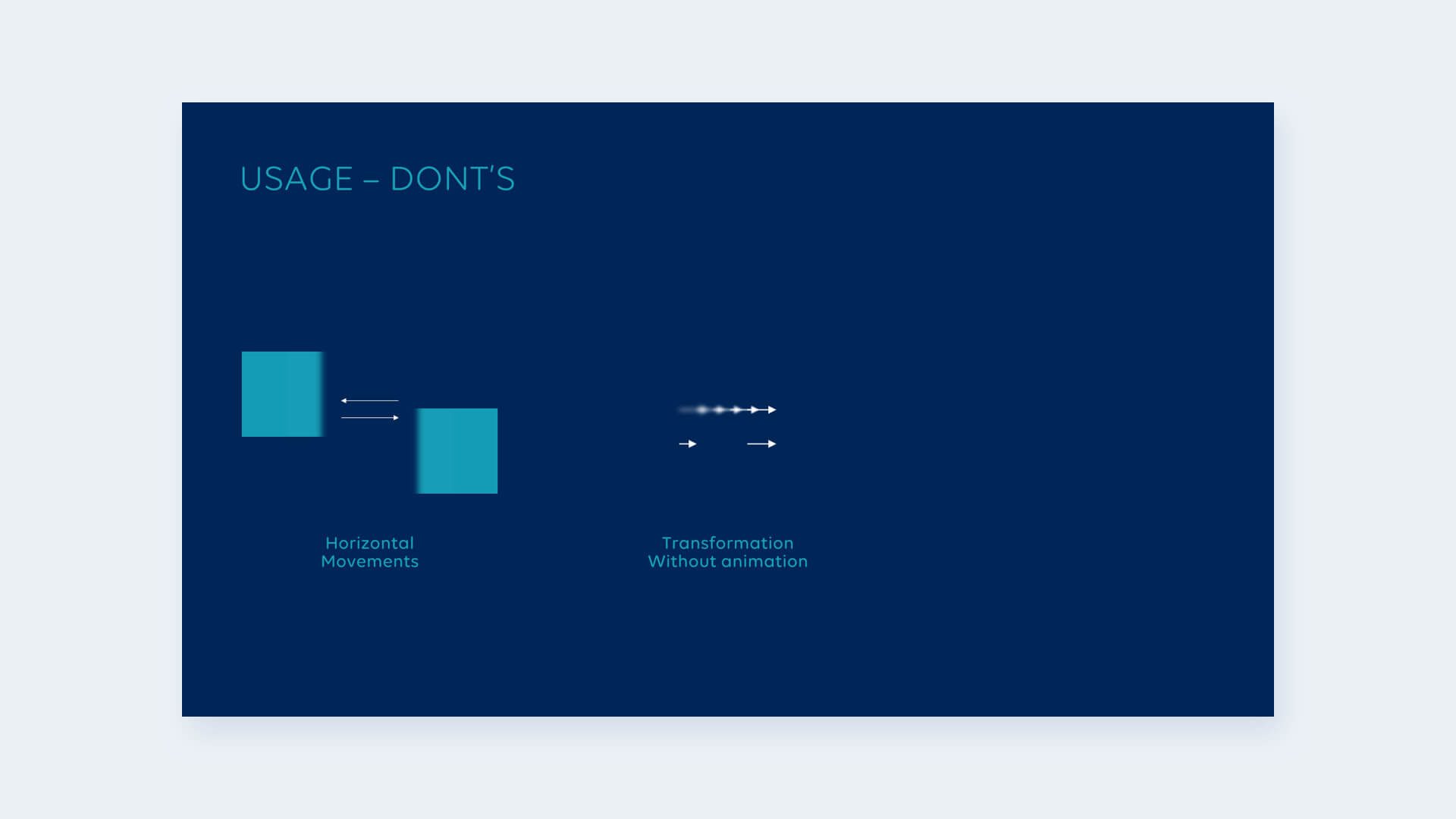 Don'ts: horizontale Bewegungen, Wechsel ohne Animation
